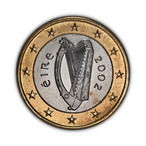 IRELAND. 2002, 1 Euro - Cláirseach, Irish Harp, European Union, First Map 2 - Picture 1 of 3