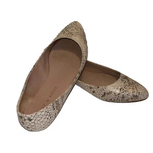 Kelly & Katie W-8.5 Pirassa Ballet Flats Cream Gold Metallic Snake Print Shoes - Picture 1 of 11