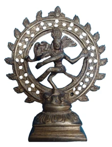 Vintage Brass Shiva Nataraja Lord Of Dance Hindu Goddess Statue Figurine 6” Tall - Bild 1 von 14