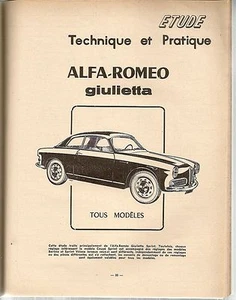 REVUE TECHNIQUE AUTOMOBILE 161 RTA 1959 ALFA ROMEO GIULIETTA TOUS TYPES - Bild 1 von 3