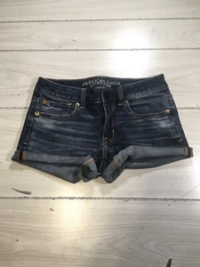 American Eagle Distressed Super Stretch Denim Shorts Women Size 2 - Picture 1 of 8