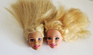 2 VINTAGE MATTEL 1998 BLONDE HAIR DOLL HEADS MACKIE FACE OPEN MOUTH 1 W/EARRINGS - Picture 1 of 7