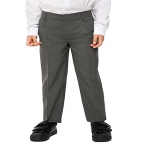 Big Boys Plus Size Grey School Trouser Sturdy Fit Big Waist Half Elasticated - Picture 1 of 1