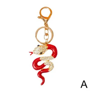 Creative Cute Snake Rhinestones Enamel Keychain Fantastic Animal Keyring C D0P1 - Picture 1 of 27