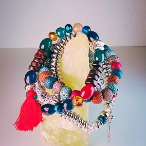 4pcs/set Unique Crystal Beaded Bracelet Women t Stackable Bracelet red point - Picture 1 of 6