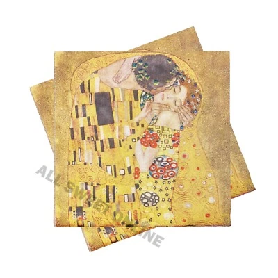20x Paper Napkins Serviette 3ply The Kiss By Gustav Klimt Masterpiece Painting - image 1 of 2