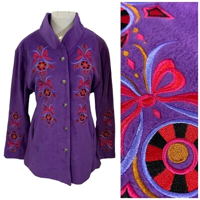 Bob Mackie Coat Womens XL Purple Christmas Holiday Ornament Jacket Office Art - Image 1 of 4