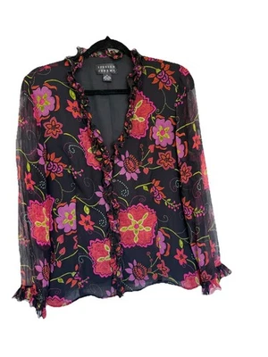Женская блузка Spenser Jeremy 100% шелк цветочный узор с длинным рукавом размер 14 - Изображение 1 из 4