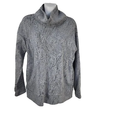 Rbx Mujer Sudadera Top Grande Capucha Cuello Ropa Activa Manga Larga Gris Negro Estampado Foto 1 de 4