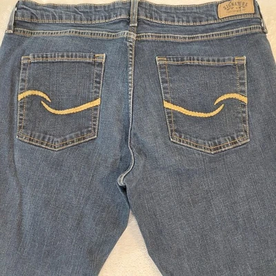 Pantalones de mezclilla Signature by Levi Strauss Co modernos rectos lavados oscuros para mujer talla 14M Foto 1 de 4
