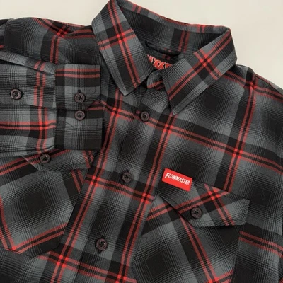 DIXXON Men's Size M Flowmaster Collab Gray Red Plaid Flannel Long Sleeve - Image 1 of 4