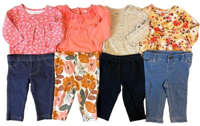 Bebé Niña 3 Meses Trajes Leggings Pantalones Camisas Manga Larga Ropa Lote Flores Foto 1 de 4