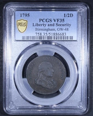 1795 Washington Liberty And Security (GW-48) - 1/2D PCGS VF35 - PCGS Gold Shield - Image 1 of 4