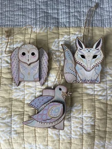 Disney Animal Kingdom Menagerie Animal Wooden Ornaments Set Of 3 - Picture 1 of 5