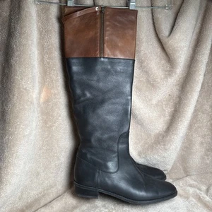 Stuart Weitzman hohe Reitstiefel schwarz/braun Leder Reißverschluss Damengröße 8,5 Medium - Bild 1 von 8