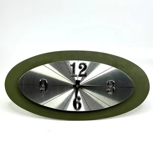 ELGIN Mid Century Modern Atomic Retro Grün Oval Wanduhr MCM Not-working - Bild 1 von 23