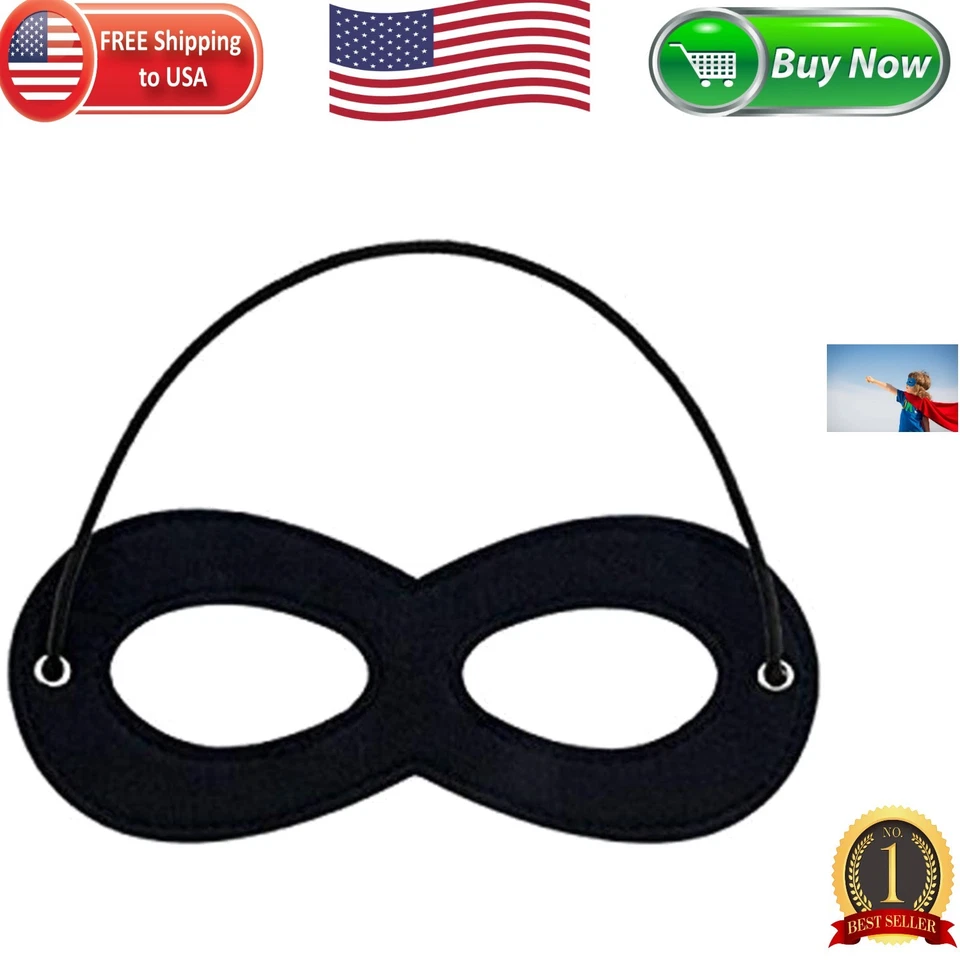 Soft Non-Toxic Black Superhero Mask with Adjustable Elastic Rope - Great Gift - Image 1 of 3