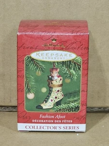 Hallmark Keepsake Ornament 2001 Fashion Afoot Series 2 Porcelain Mouse in Boot - Picture 1 of 6