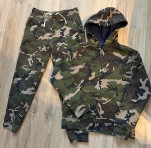 Polo Ralph Lauren Boys Camo Camouflage Fleece Sweatsuit Set Military Med 10 12 - Picture 1 of 15