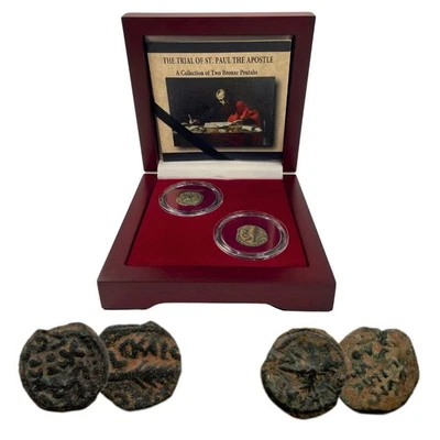 Box of 2 Ancient Bronze Coins from the Trials of St. Paul 🇮🇱 - Image 1 of 3