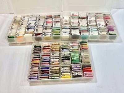 Lot of 325+ Embroidery Floss Thread Carded & Numbered in 3 Organizer Cases-READ - Image 1 of 4