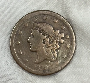 1839 Head of 1838 Braided Hair Liberty Head Large Cent 1C Copper US Type Coin - Picture 1 of 2