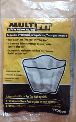 3-Pack Multi-Fit Disposable Filter Bags VF2002 For Genie and ShopVac Wet Dry Vac - Image 1 of 3