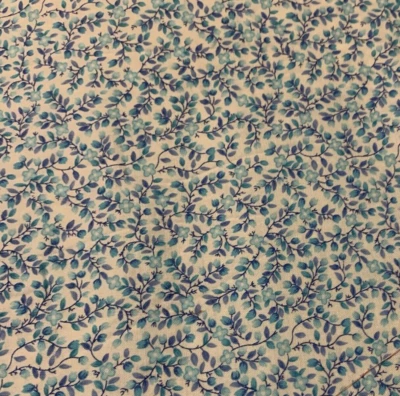 Vintage Woodrow Studio English Calico Fabric Blue White Floral 100% Cotton BTY - Image 1 of 4