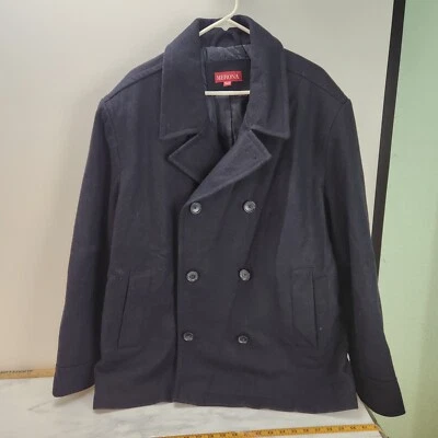 MERONA Wool Jacket Peacoat Pea Coat Mens Size Xxl Black Double Buttoned D16 - Image 1 of 4