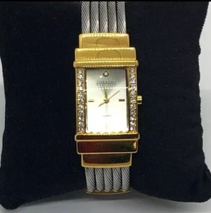 Joan Rivers Classics Watch Crystal Accents Cuff Hinged Bracelet Band WORKS - Picture 1 of 10