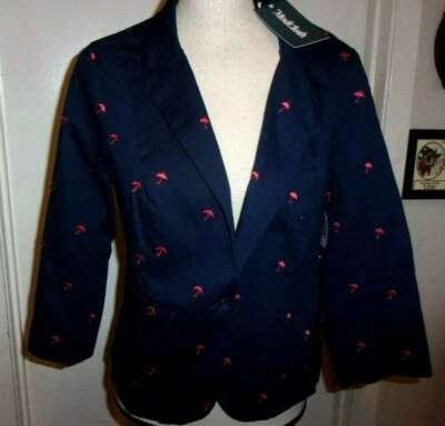 Modcloth Womens Blazer Jacket Single Button Pockets Umbrella Print size 0 (B157) - Image 1 of 4