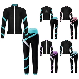 Kids Girls Activewear Zipper Front Sweatsuit Gymnastics Sportwear Performance - Picture 1 of 57
