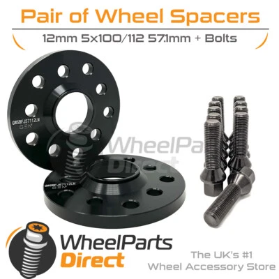 Wheel Spacers (2) & Bolts 12mm for Audi Q2 17-22 On Aftermarket Wheels - Image 1 of 4