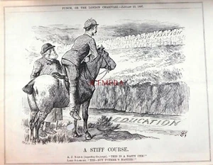 "A STIFF COURSE", Antique 1897 John Tenniel PUNCH Cartoon Print : 659-83 - Bild 1 von 1