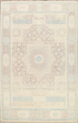 Muted Vegetable Dye Geometric Khotan Oriental Area Rug Classic Hand-knotted 8x10 - Image 1 of 4
