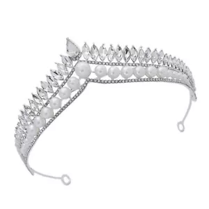  Rhinestone Hair Accessories Pearl Wedding Diamond Headband Crown - Picture 1 of 12