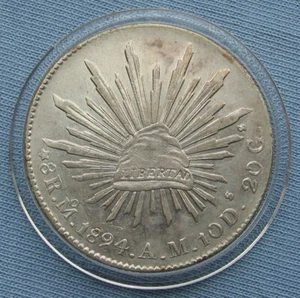 1894 Mexico 8 Reales Mo AM cap & rays - Picture 1 of 6