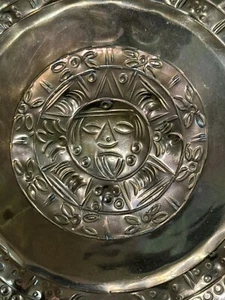 VTG Brass Aztec Sun Plate & Saucer Lot Made In Mexico Fiesta Home Decor - Picture 1 of 5
