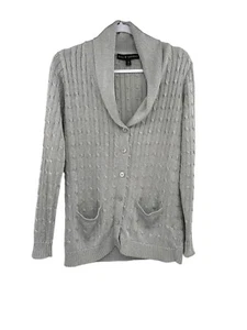 Ralph Lauren Black Label cardigan Metallic Silver Sweater Size Medium $598 - Picture 1 of 12