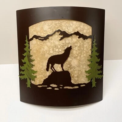 Aplique de pared rústico Wolf - Lámpara de vidrio ámbar esmerilado y metal bronce Foto 1 de 2