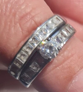 used set of 2 rings dimonique hallmark jk516 engagement and eternity - Picture 1 of 6