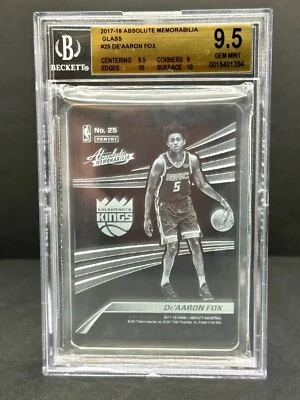 🔥 2017-18 Panini Absolute Glass De'Aaron Fox #25 BGS 9.5 Rookie RC LOW POP! 🔥 - Image 1 of 3