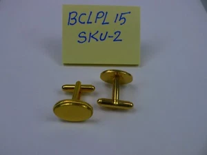 Men's Cufflinks Oval Gold Plated Stainless Steel - Picture 1 of 2