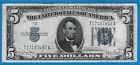 1934 D $5 Silver Certificate Note Wide I,Blue Seal,Circ Very Fine,Nice!