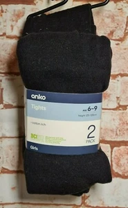 BNWT Girls Age 6 to 9 Anko 2 Pack Black Thick School Tights - Picture 1 of 2