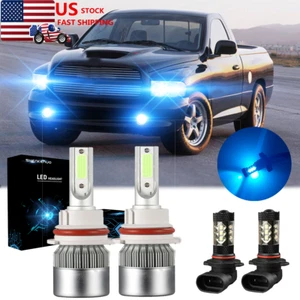 For 2002-2004 Dodge Ram 1500 2500 3500 8000K 9007 LED Headlight + 9006 Fog Bulbs - Picture 1 of 10