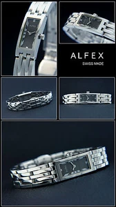 ALFEX Designer Women's Watch Swiss Made Complete Stainless Steel Anthracite Slim - Picture 1 of 1