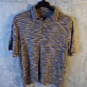 Johnston & Murphy Polo Shirt Mens XL Multicolor Striped Performance Golf Casual - Picture 1 of 4