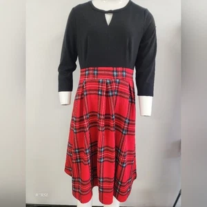Chiccloth Dress Black & Red Plaid Womens L NWT - Picture 1 of 10