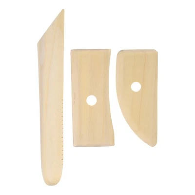 3pcs Pottery Ribs 18cm 12.7cm 12cm Wooden Clay Ceramic Sculpting Tool Foto 1 de 4